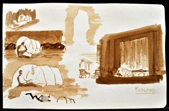 Ice Breaker Scenic Design Study 2, Ink Wash, 8"x5"