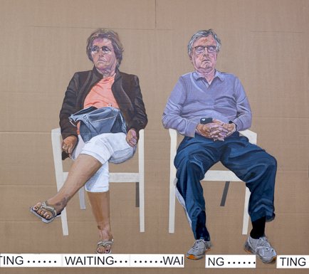 Waiting 2, 53 x 55, acrylic on card board