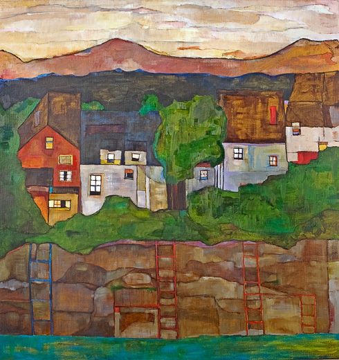 By The River, oil on canvas, 38 x 30