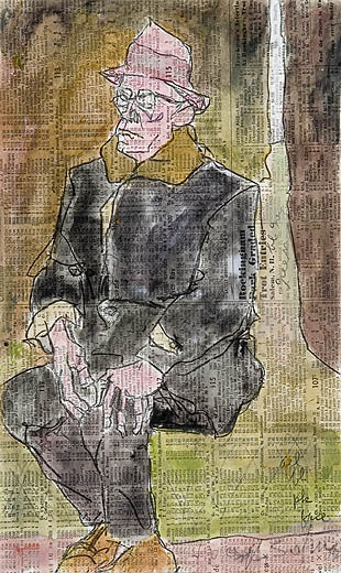 Subway Painting, gouache on newspaper, 16 x 9, 1980