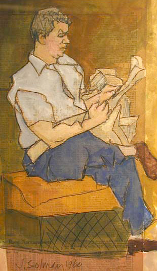 Man Reading Paper, 14 1/2 x 18 1/4, 1960