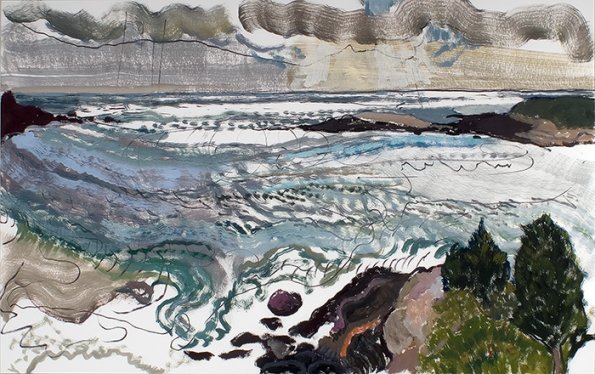 The Sun Over the Ocean 20 x 32", Oil on board