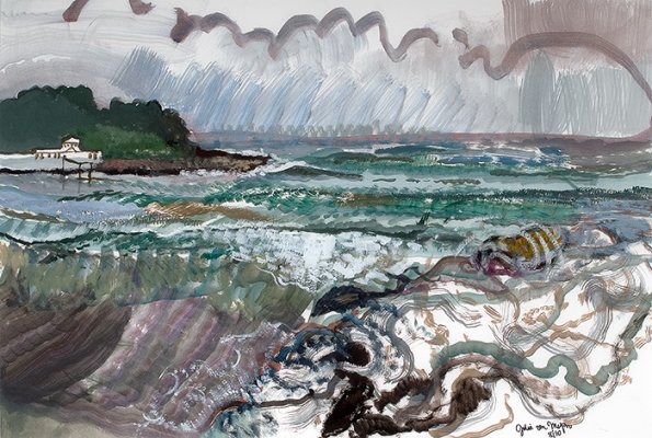 Water Around the Rocks, 16 x 19 1/2", Oil on board