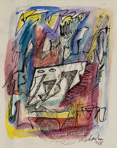 Abstract, etching, 7 x 7, 1940