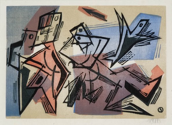 Football, woodcut, 1935