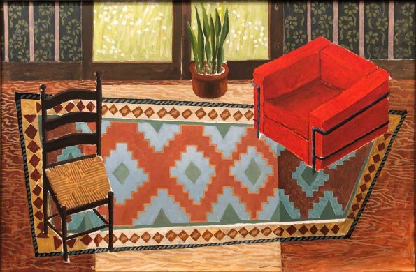 Red and Ladderback, oil on canvas, 24 x 36