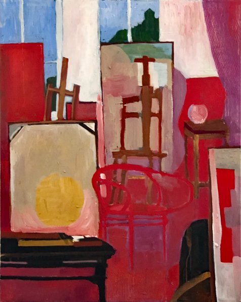 Studio in Red, 30 x 24, oil on canvas