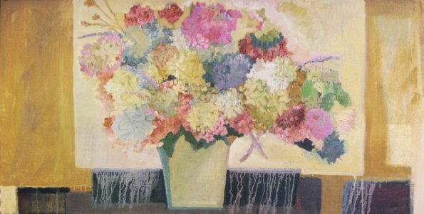 Hydrangea, oil on canvas, 27x54