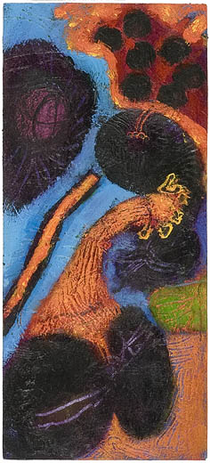 Abstract II, In The Rouge Garden, mixed media on paper, 9 x 4