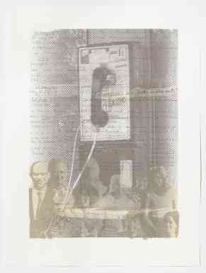 No Words: Stalking, 30" x 22", screenprint with collage